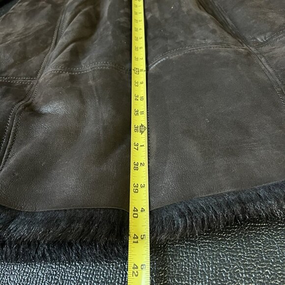 Women’s Real Shearling Hooded Coat sz S Penny Lane Jacket Patchwork Mob Wife - Picture 11 of 12